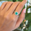 Thumbnail: Natural IGI certified - Emerald and diamond cushion gold ring