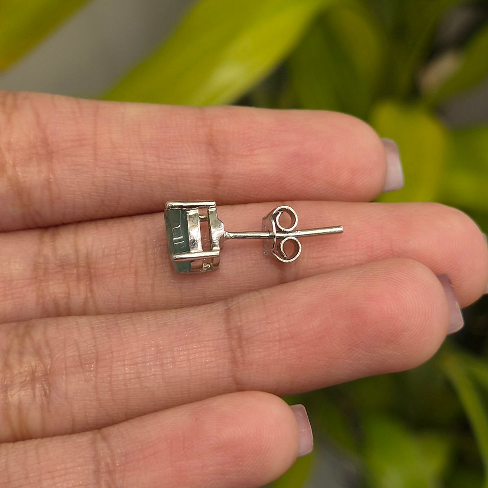 Thumbnail: Natural Emerald Oval 925 Sterling Silver Studs Earrings