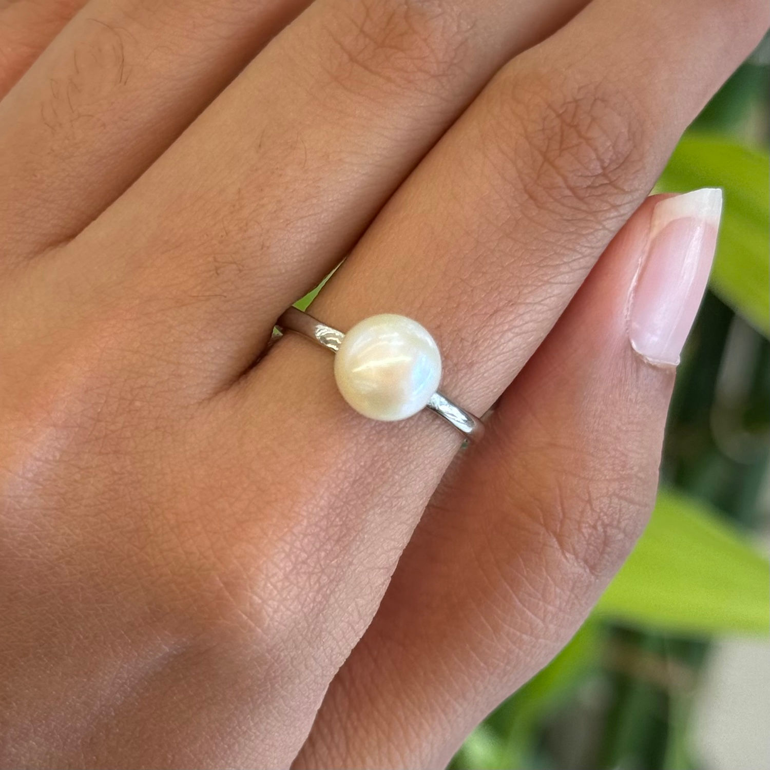 Genuine Freshwater Pearl 8MM Round 925 Sterling Silver Ring