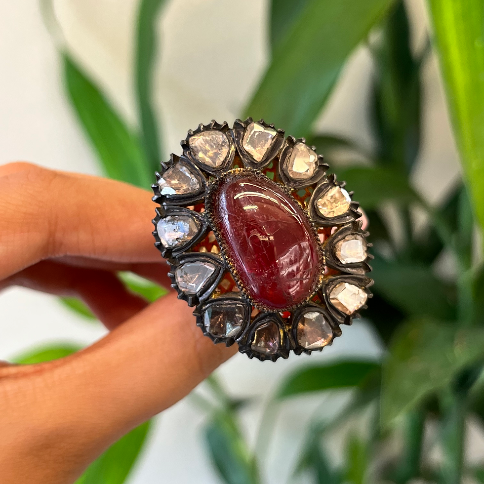 Thumbnail: Natural Spinel and polki diamond ring