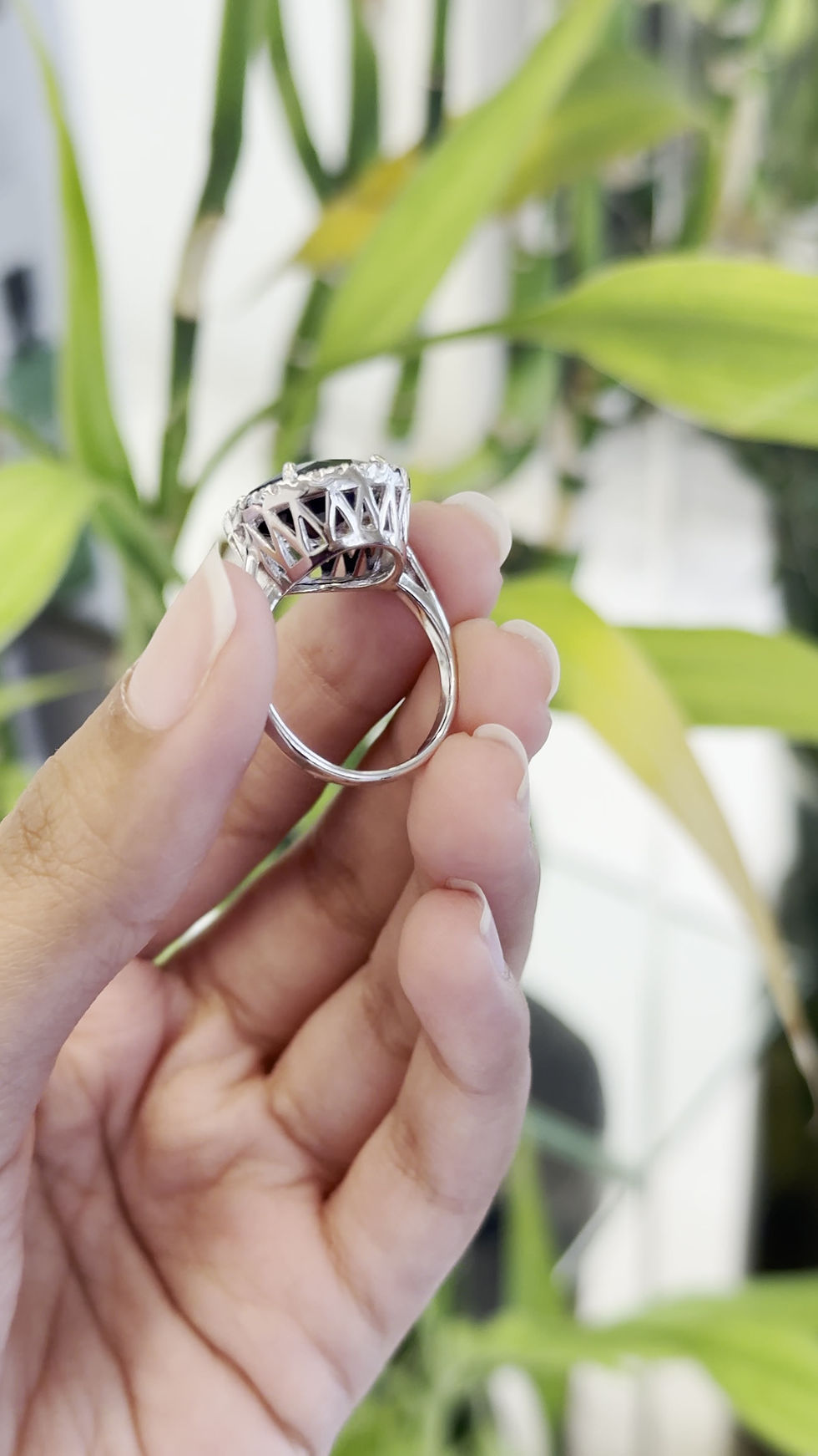 Thumbnail: Natural Blue Sapphire Oval 925 Sterling Cluster Silver Ring
