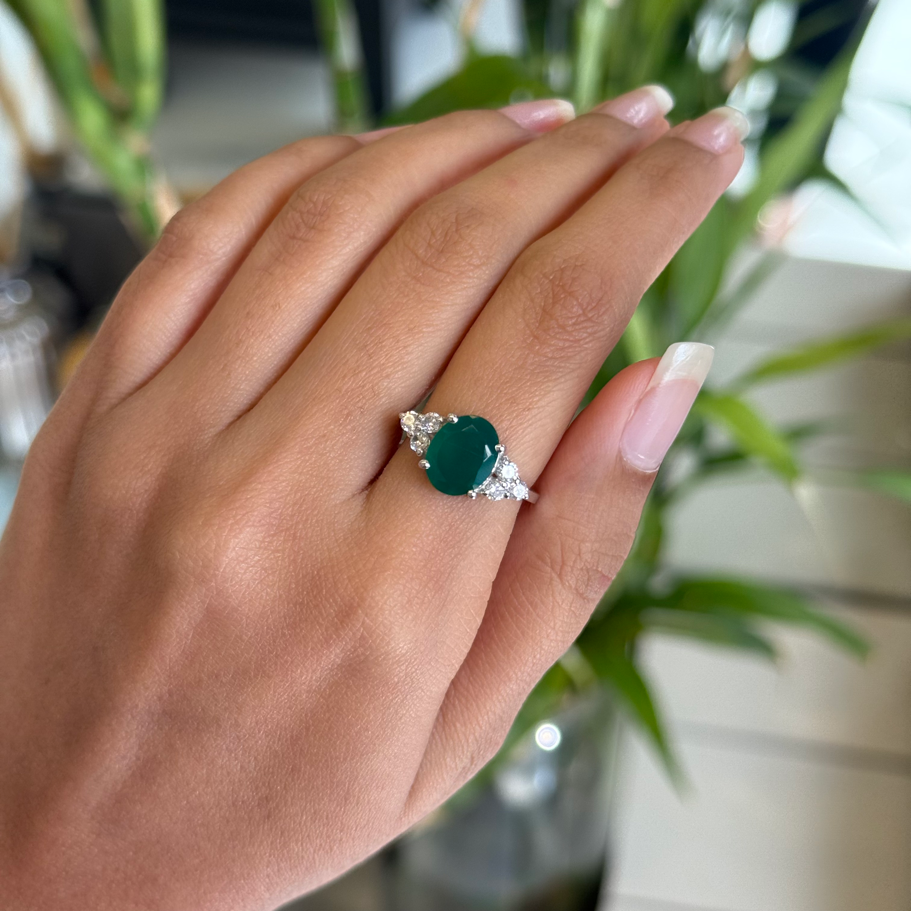 Natural Green onyx ring