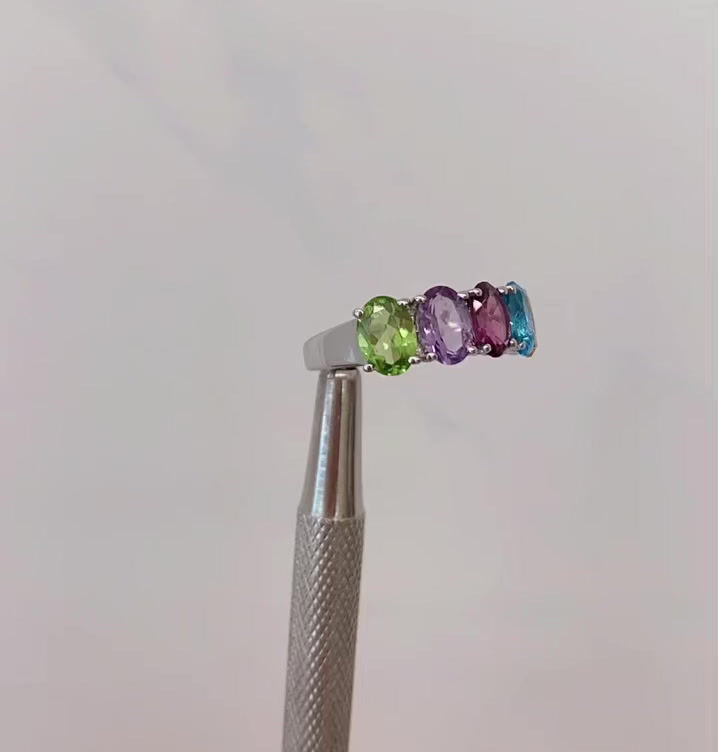 Thumbnail: Natural Gemstone ring band (half) stackble