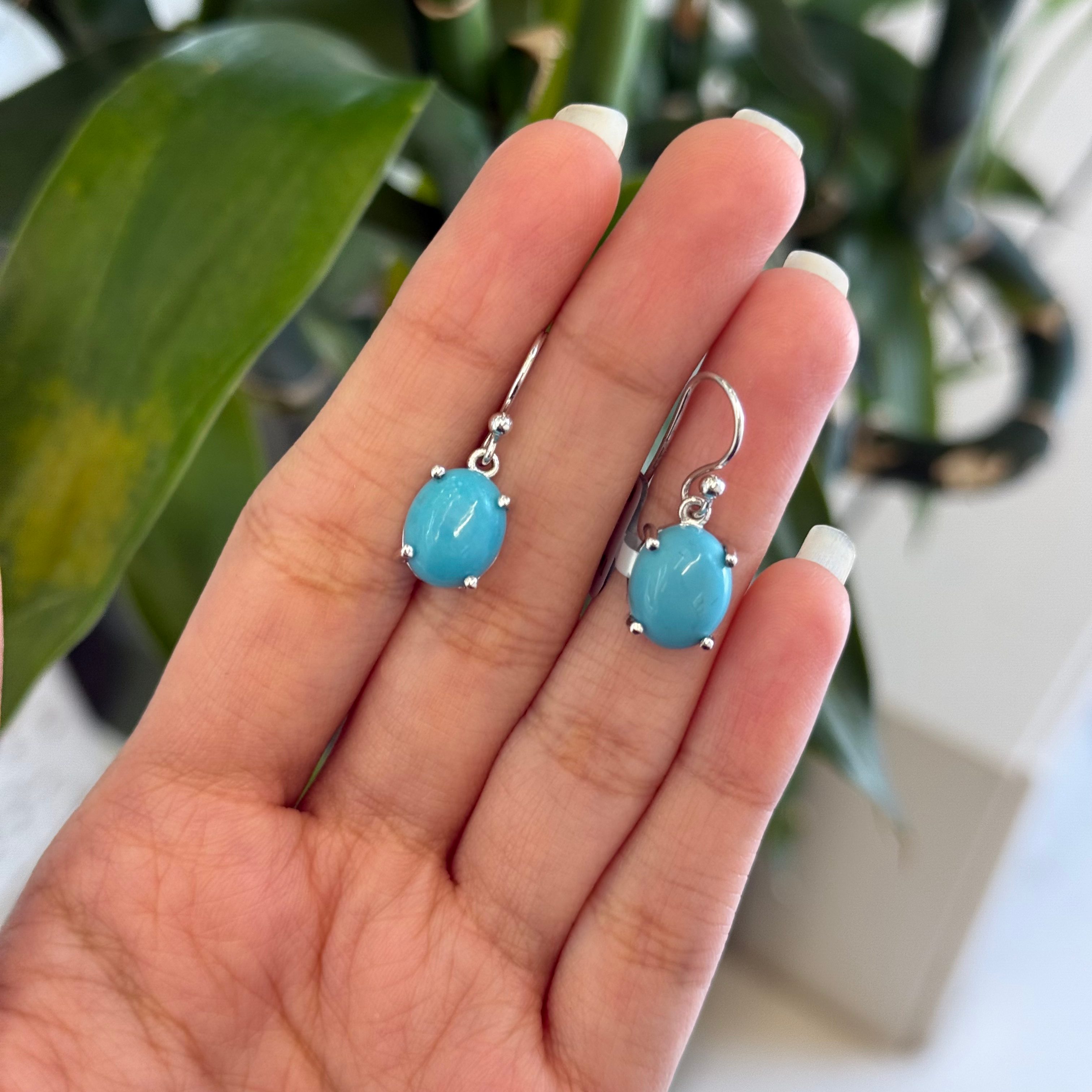 Natural Turquoise hook earrings