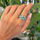 Thumbnail: Natural Emerald and diamond 14K gold ring