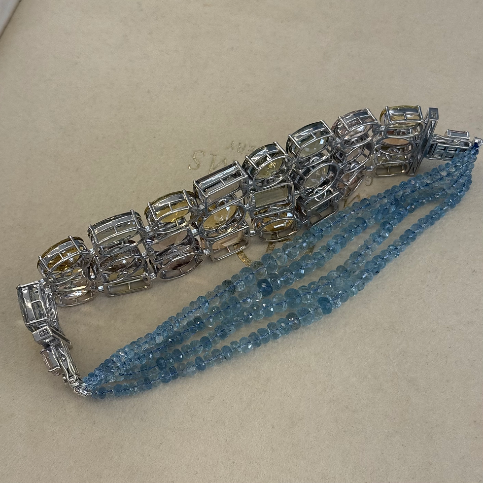 Thumbnail: Natural Multi Beryl & Aquamarine Bracelet With Convertible Choker Necklace