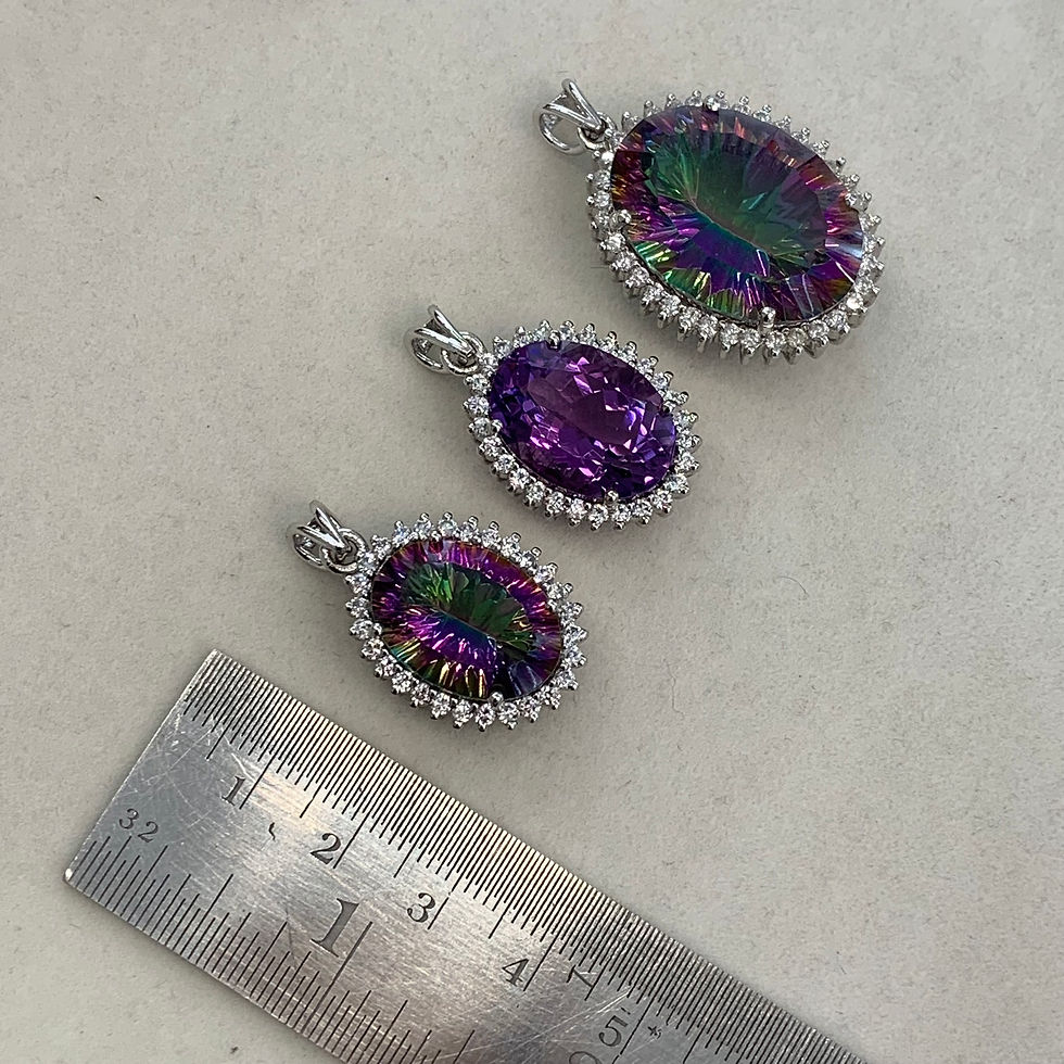 Miniature : Natural Mystic topaz and Amethyst cluster pendants