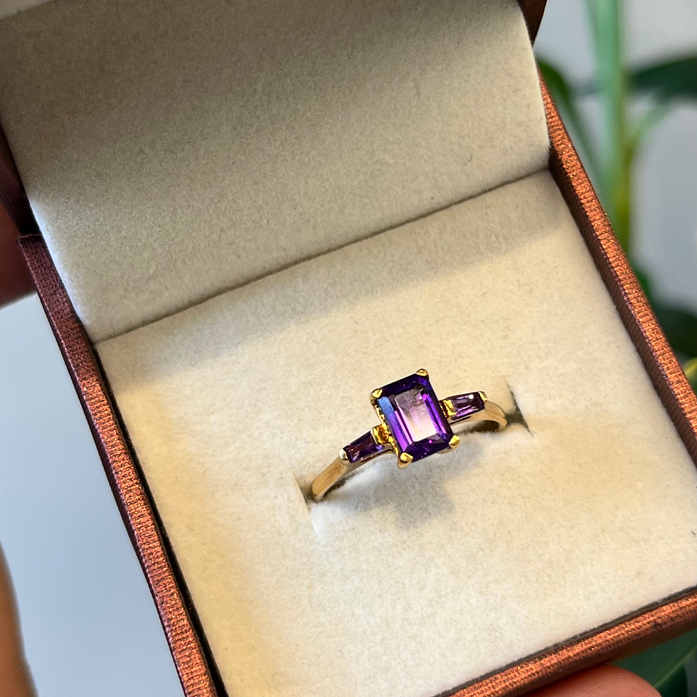 Miniature : Natural Amethyst 18K gold ring