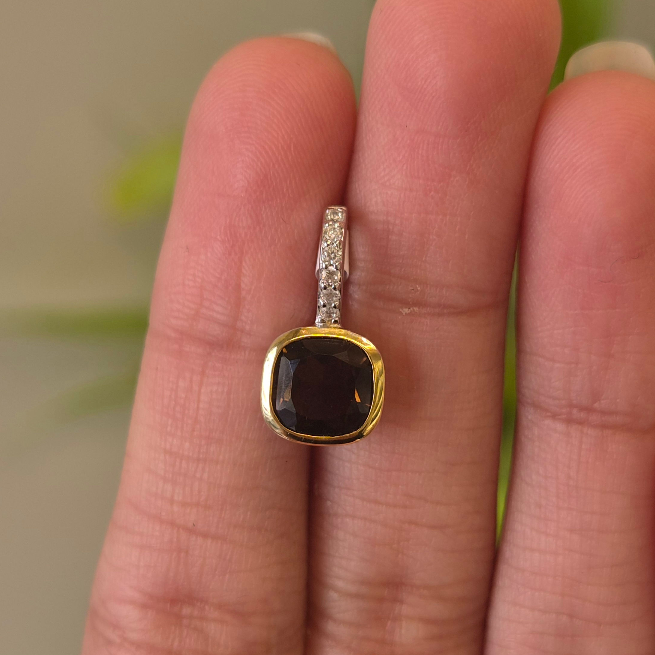 Natural Smoky Topaz Cushion 925 Sterling Silver Pendant For Women