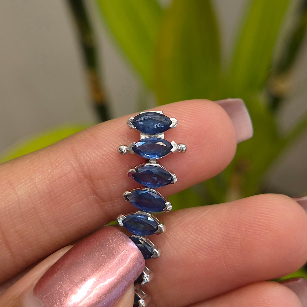 Miniature : Natural Blue Sapphire 925 Sterling Silver Marquise Cut Tennis  Bracelet