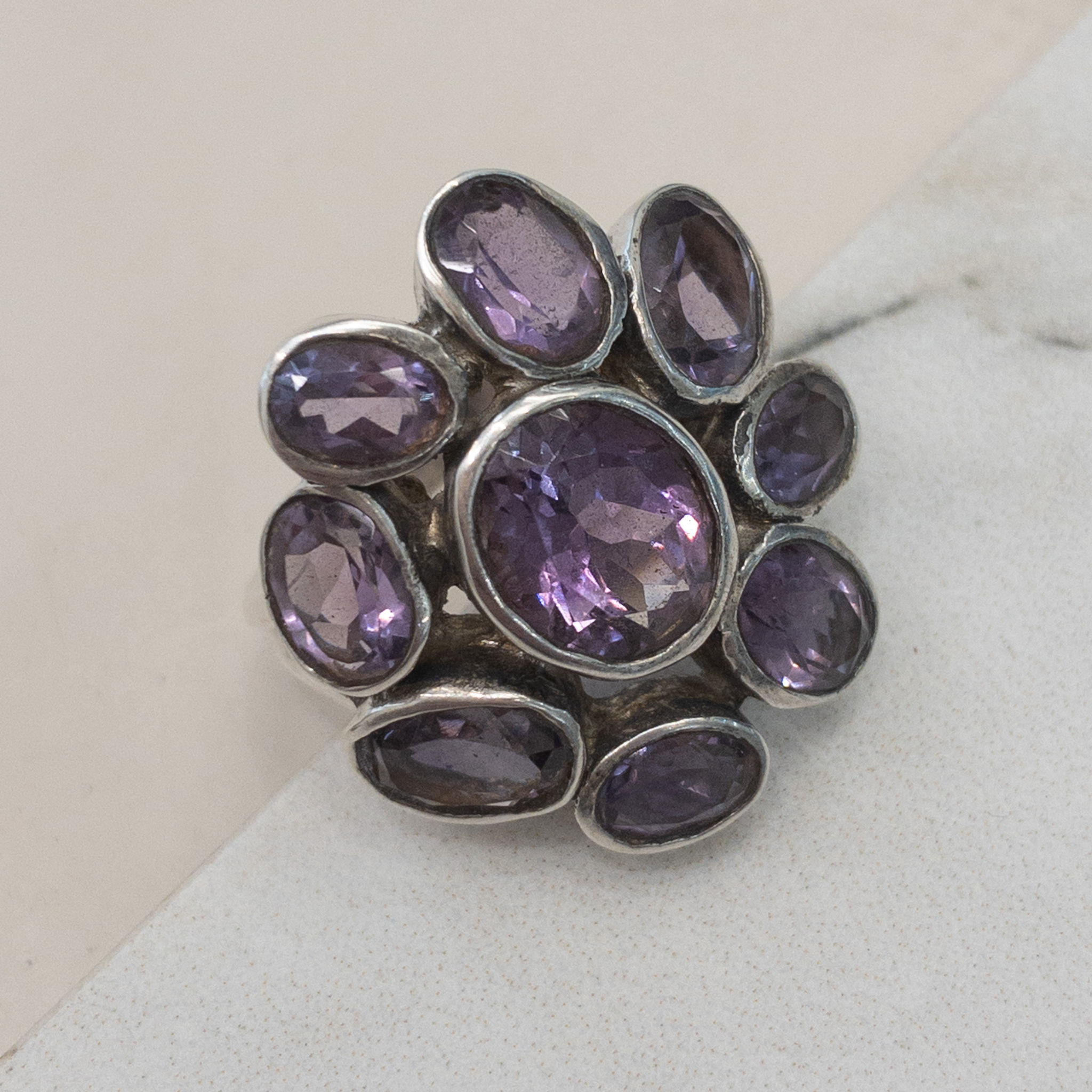 Natural Amethyst oxidised ring