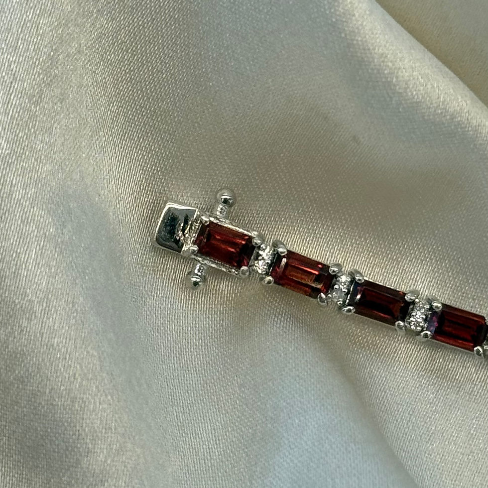 Miniatura: Natural Garnet Rectangle 925 Sterling Silver Bracelet