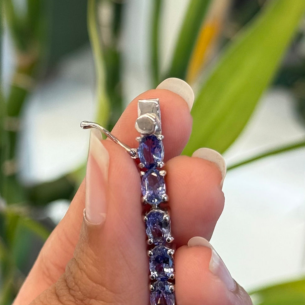 Thumbnail: Natural Tanzanite 925 Sterling Silver Tennis Bracelet