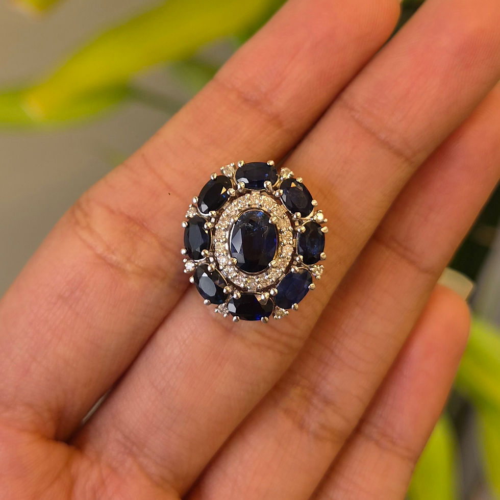 Thumbnail: Natural Gemstone & Diamond Cluster 925 Sterling Silver Oval Cut Pendant