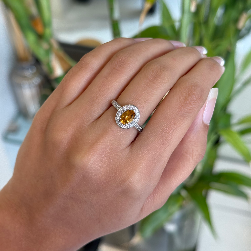 Citrine oval cluster ring