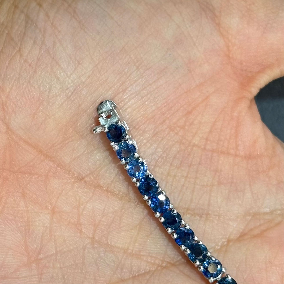 Thumbnail: Natural Blue Sapphire Round 925 Sterling Silver Tennis Bracelet