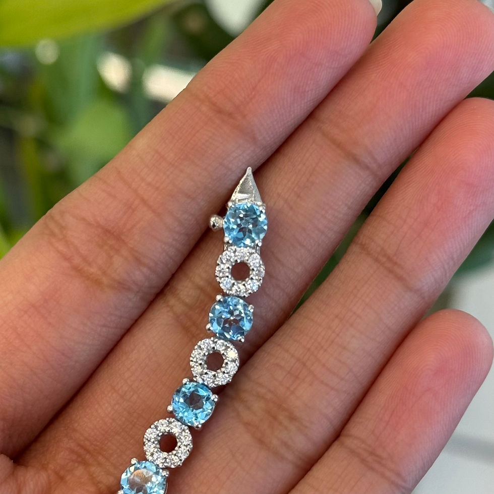 Thumbnail: Natural gemstones 5MM Round 925 Sterling Silver Tennis Bracelet