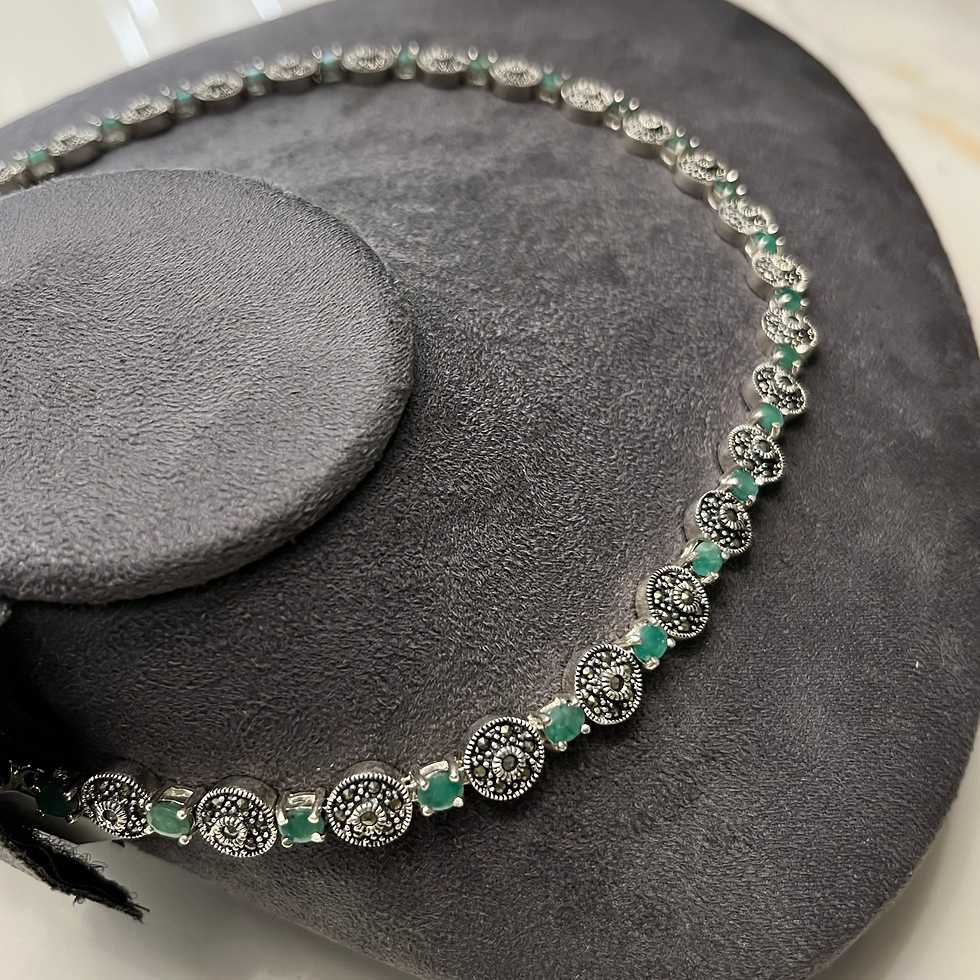 Thumbnail: Emerald marcasite necklace