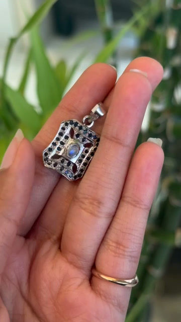 Thumbnail: Natural Gemstone 925 Sterling Silver Charm Pendant