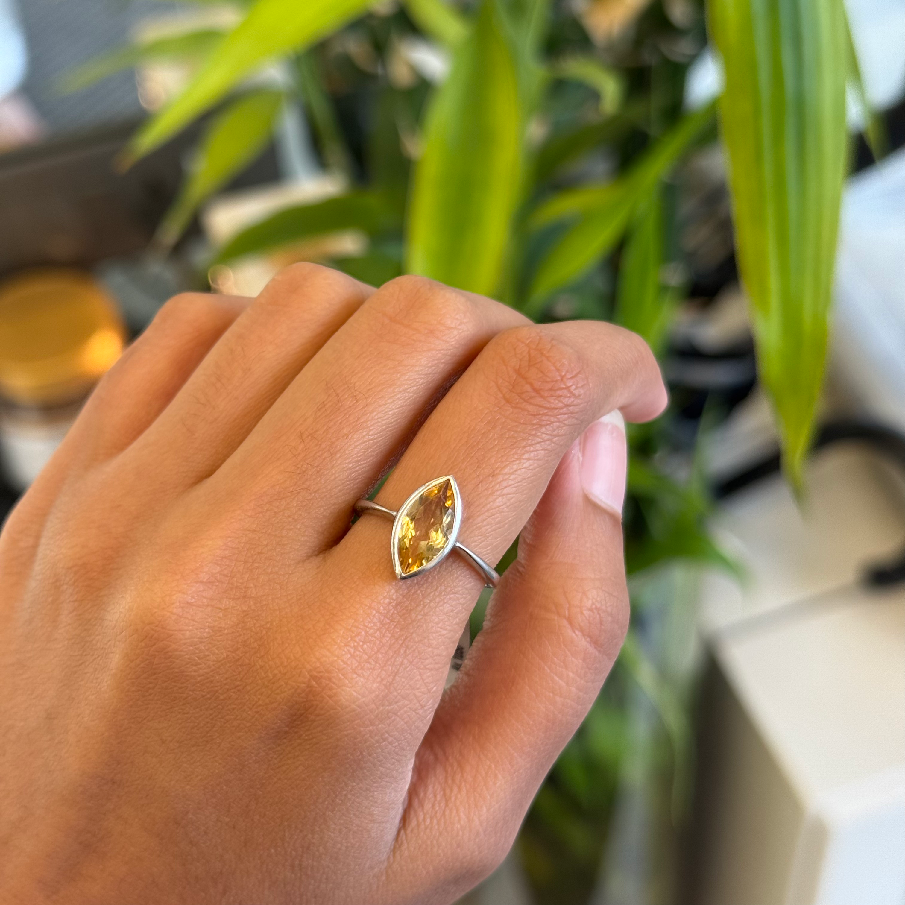 Natural Citrine marquise ring