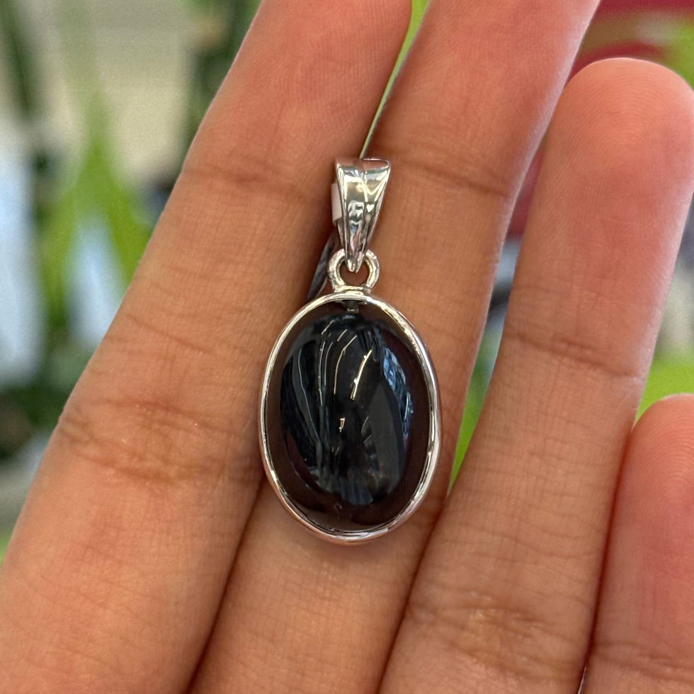 Thumbnail: Natural Blackstar 925 Sterling Silver Cabochon Cut Bezel Pendant