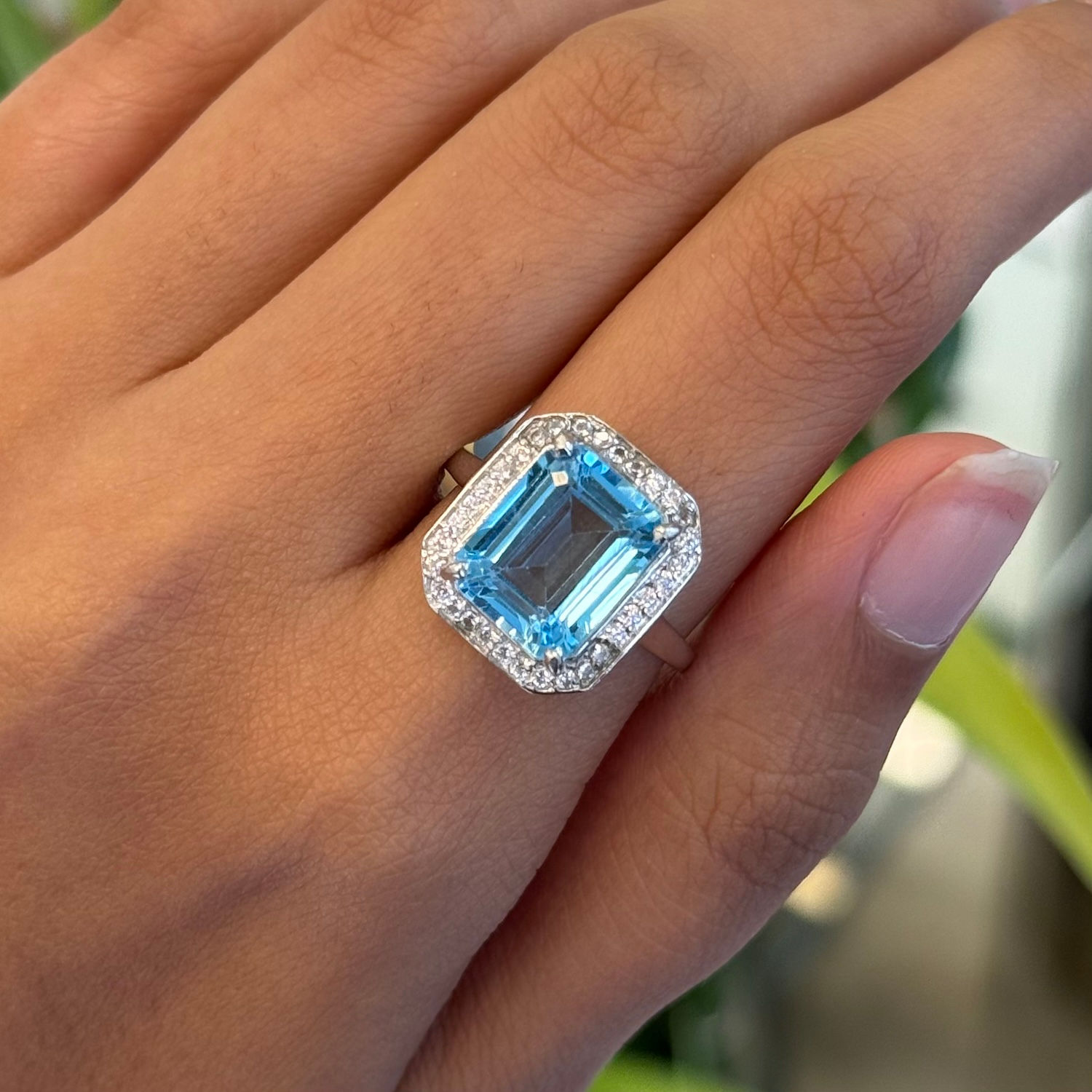 Natural Gemstone 925 Sterling Silver Rectangle Cluster Ring