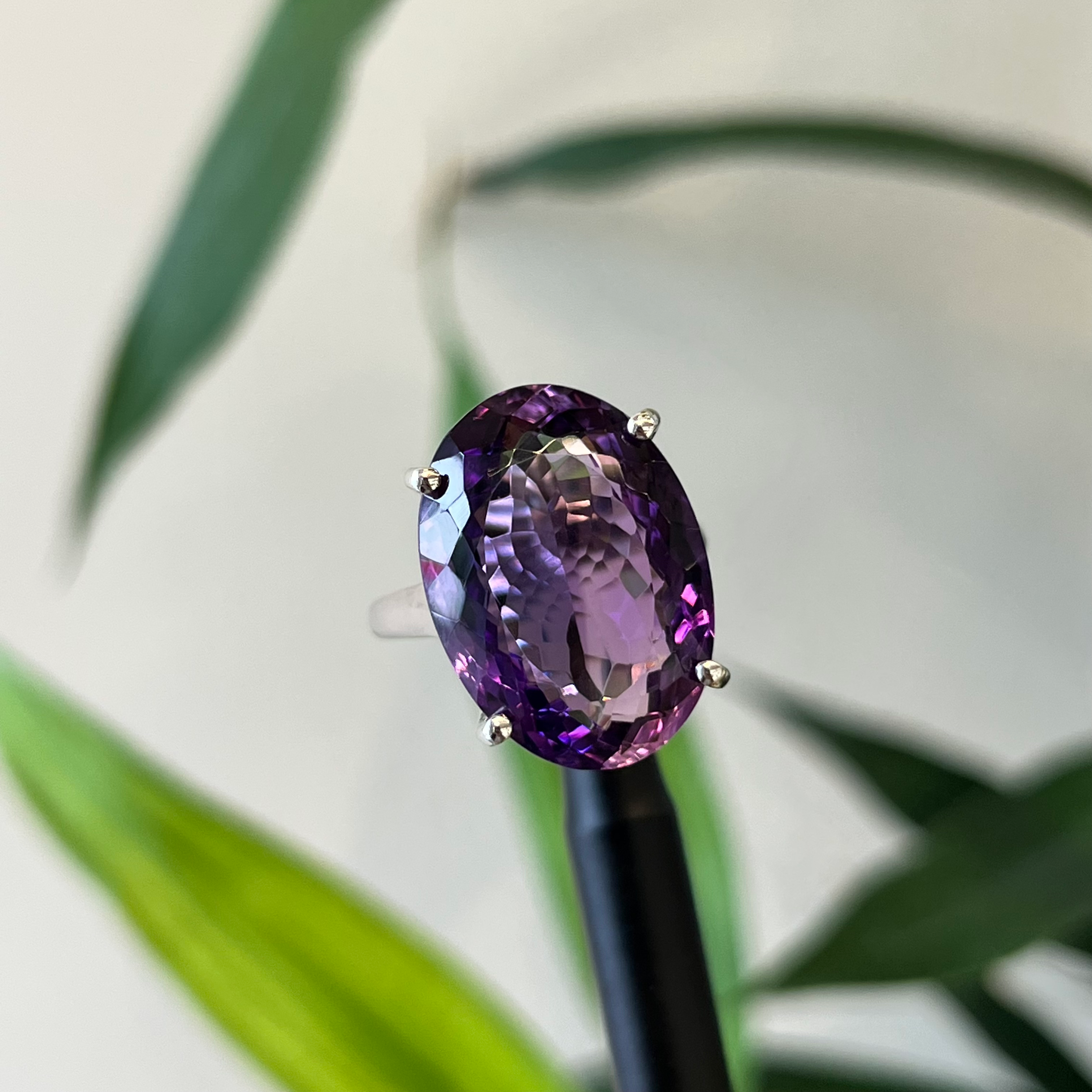 Natural Amethyst oval ring