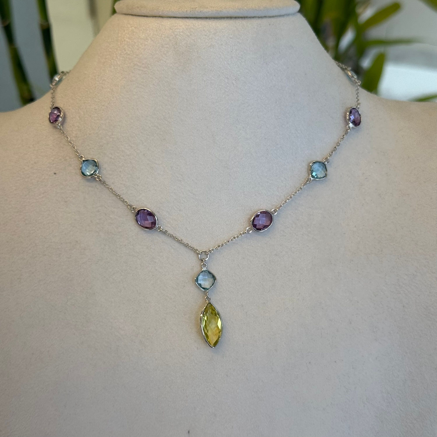 Natural Multi Gemstone Necklace With Earrings in 925 Sterling Silver
