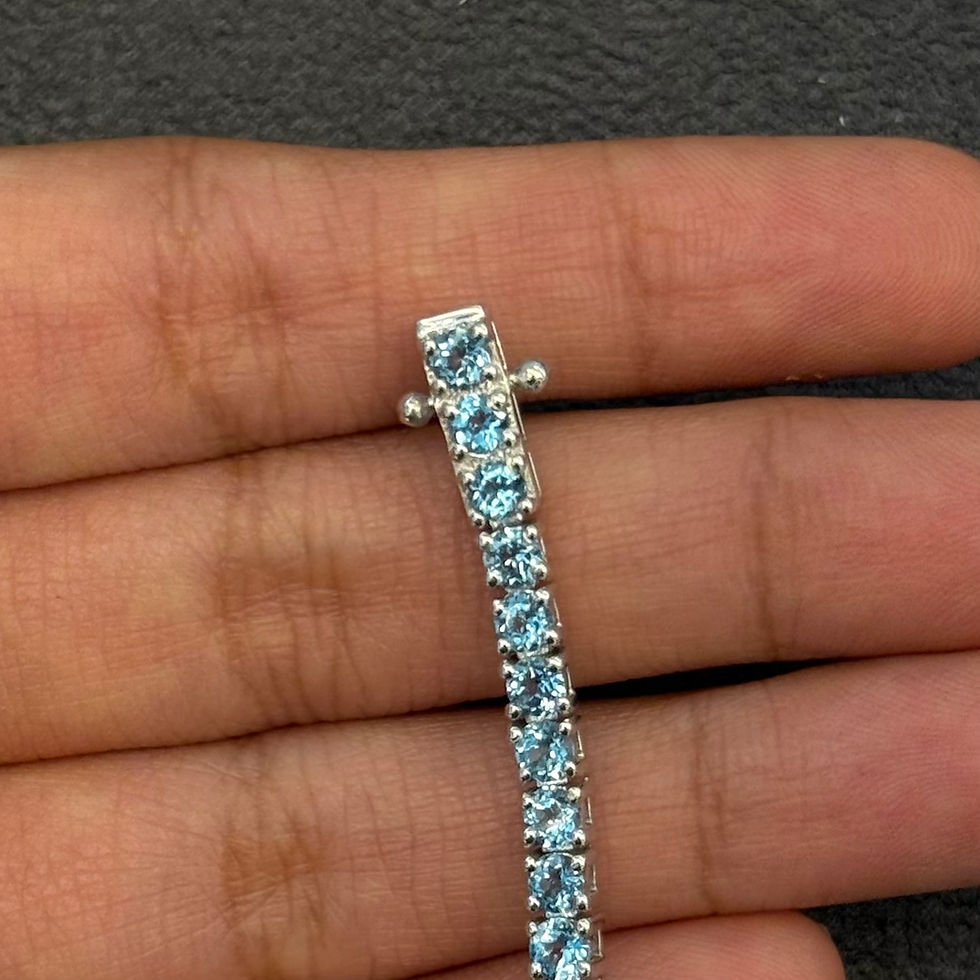 Thumbnail: Natural Gemstones 3MM Round 925 Sterling Silver Tennis Bracelet
