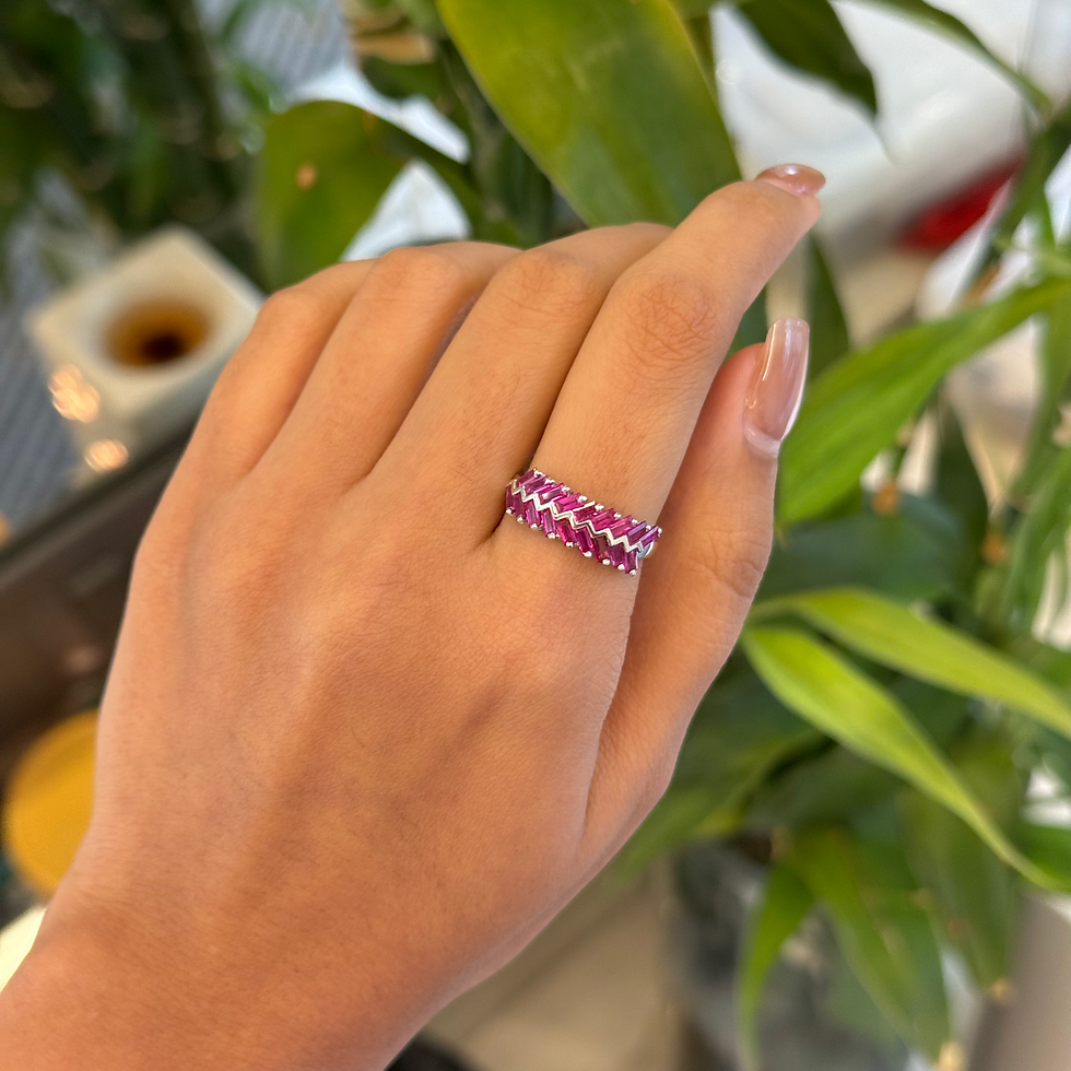 Ruby 14K gold ring half band