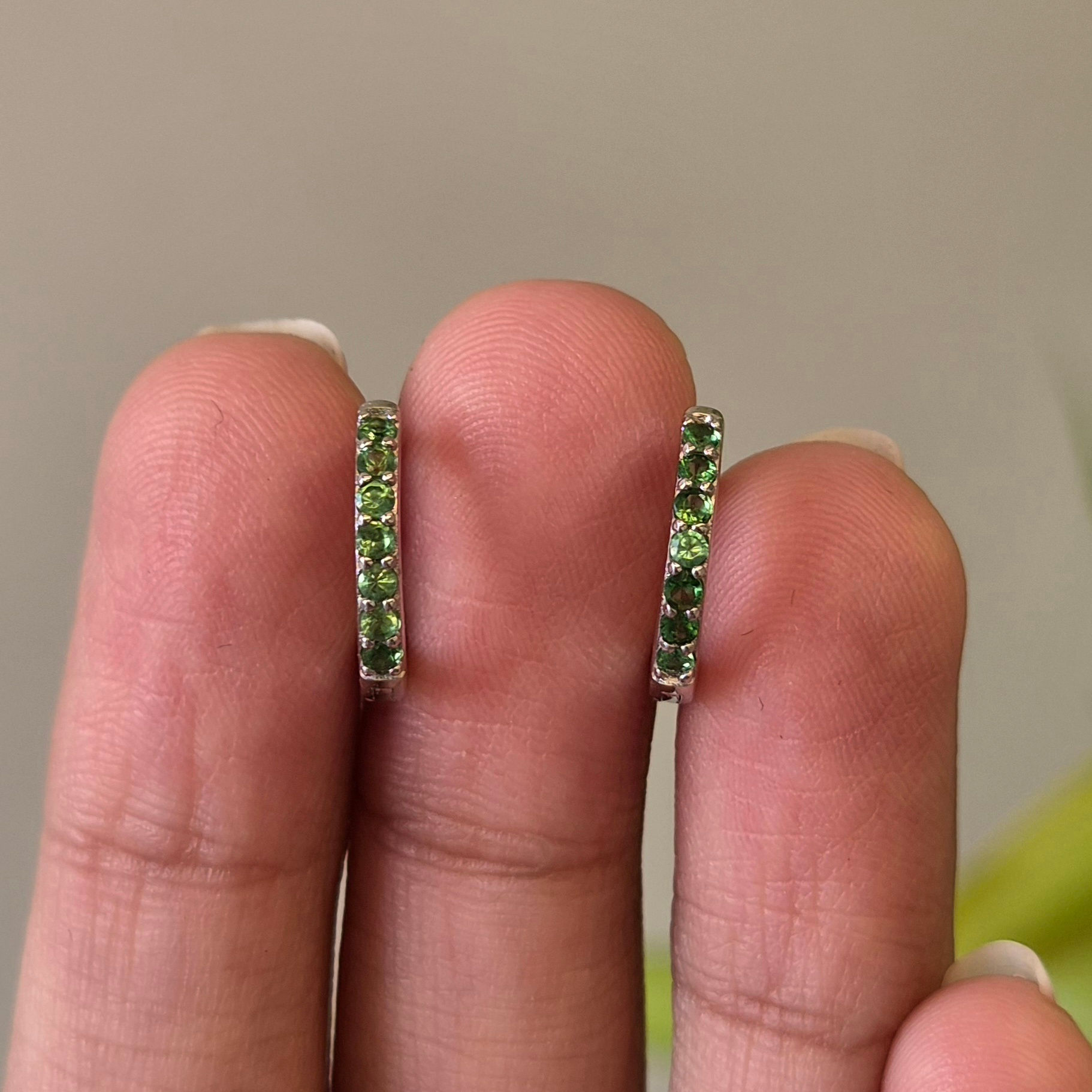 Natural Tsavorite Hoop Earrings in 925 Sterling Silver