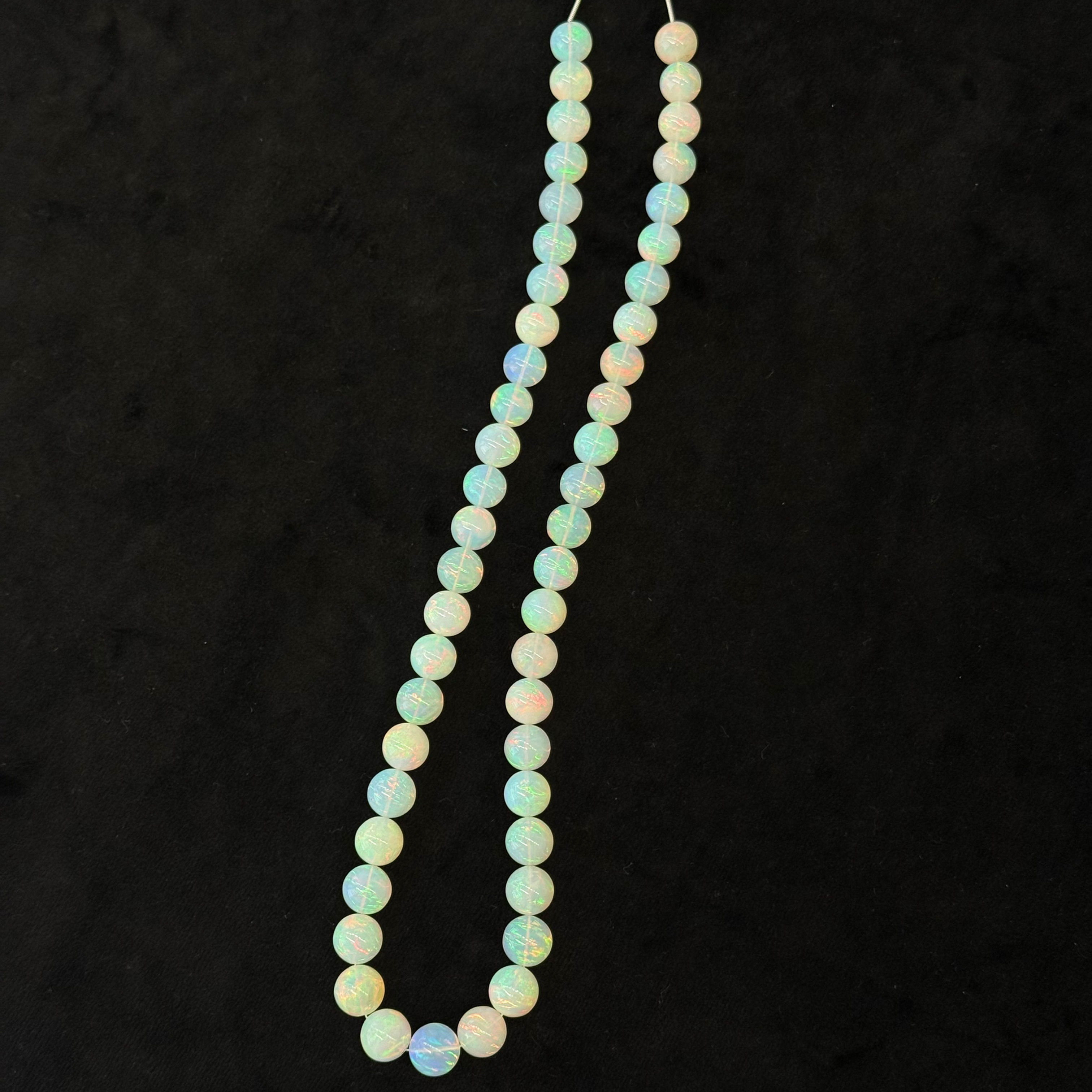 Natural Ethiopian Fire Opal Round Sphere Beaded Necklace