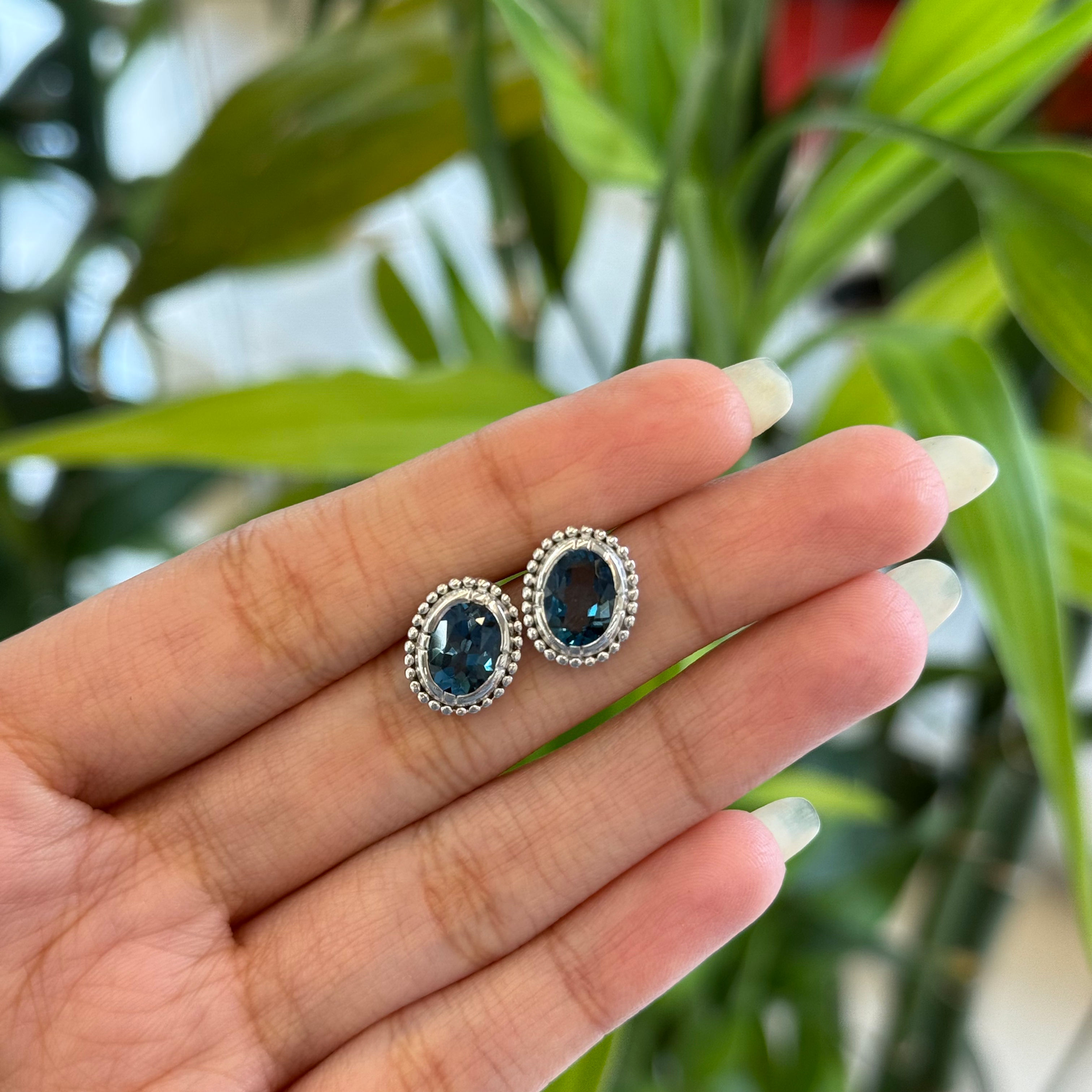 Natural Blue topaz  earrings