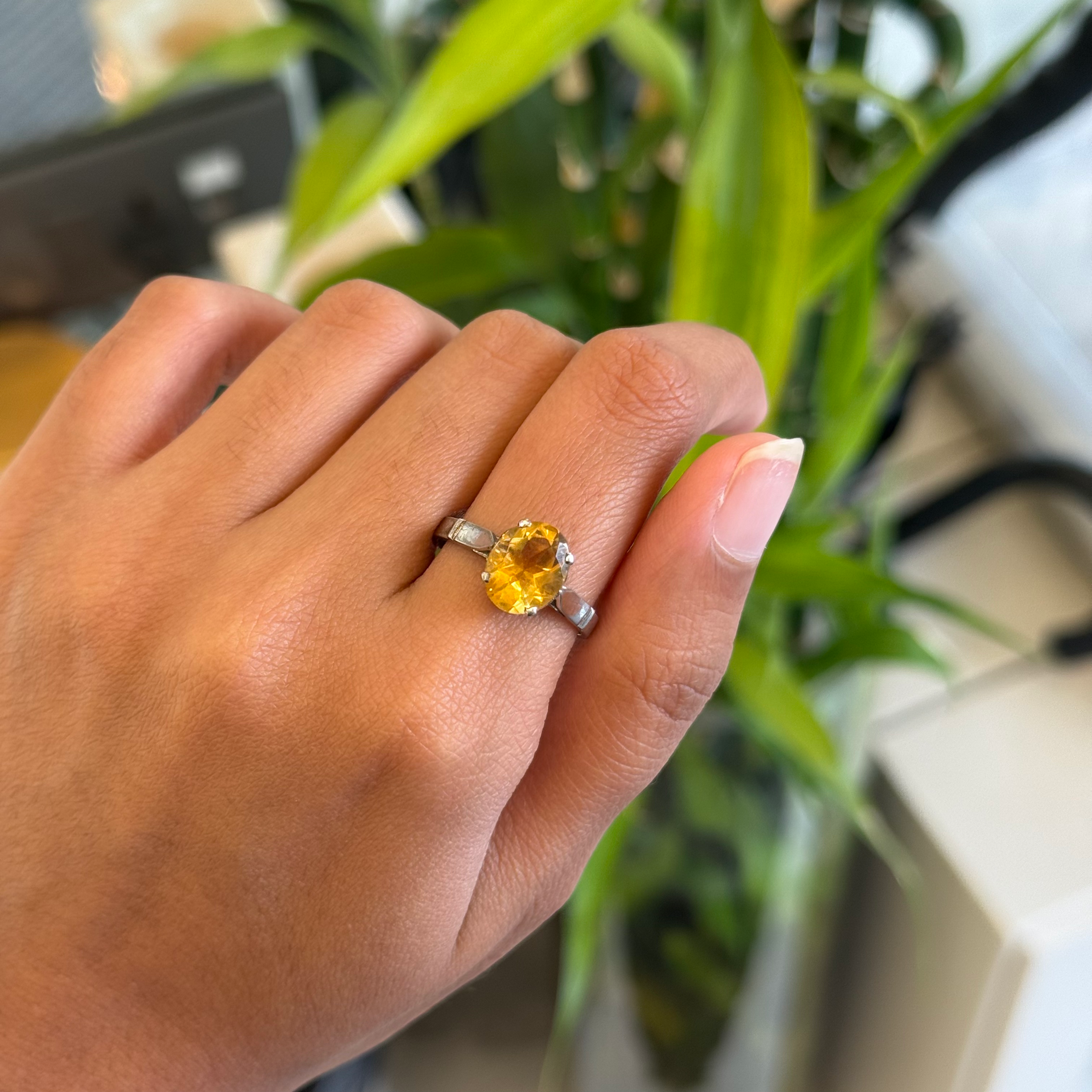 Natural Citrine oval ring