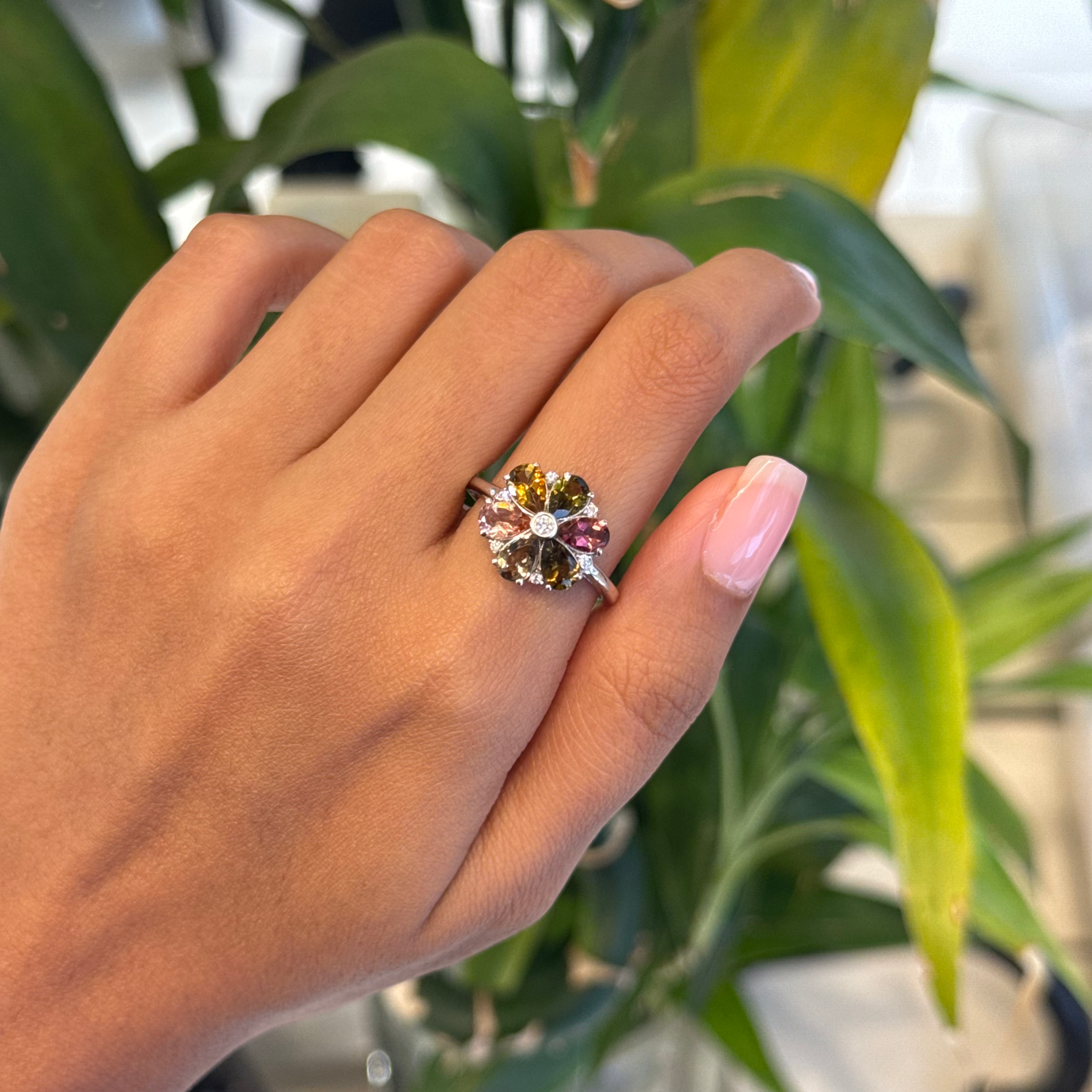 Natural Multi tourmaline ring