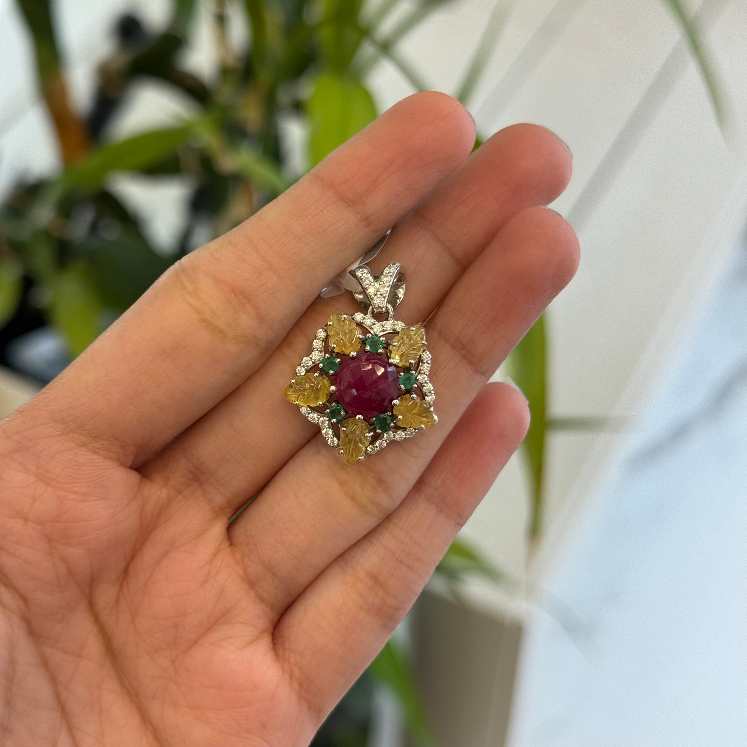 Natural Emerald, ruby sapphire pendant