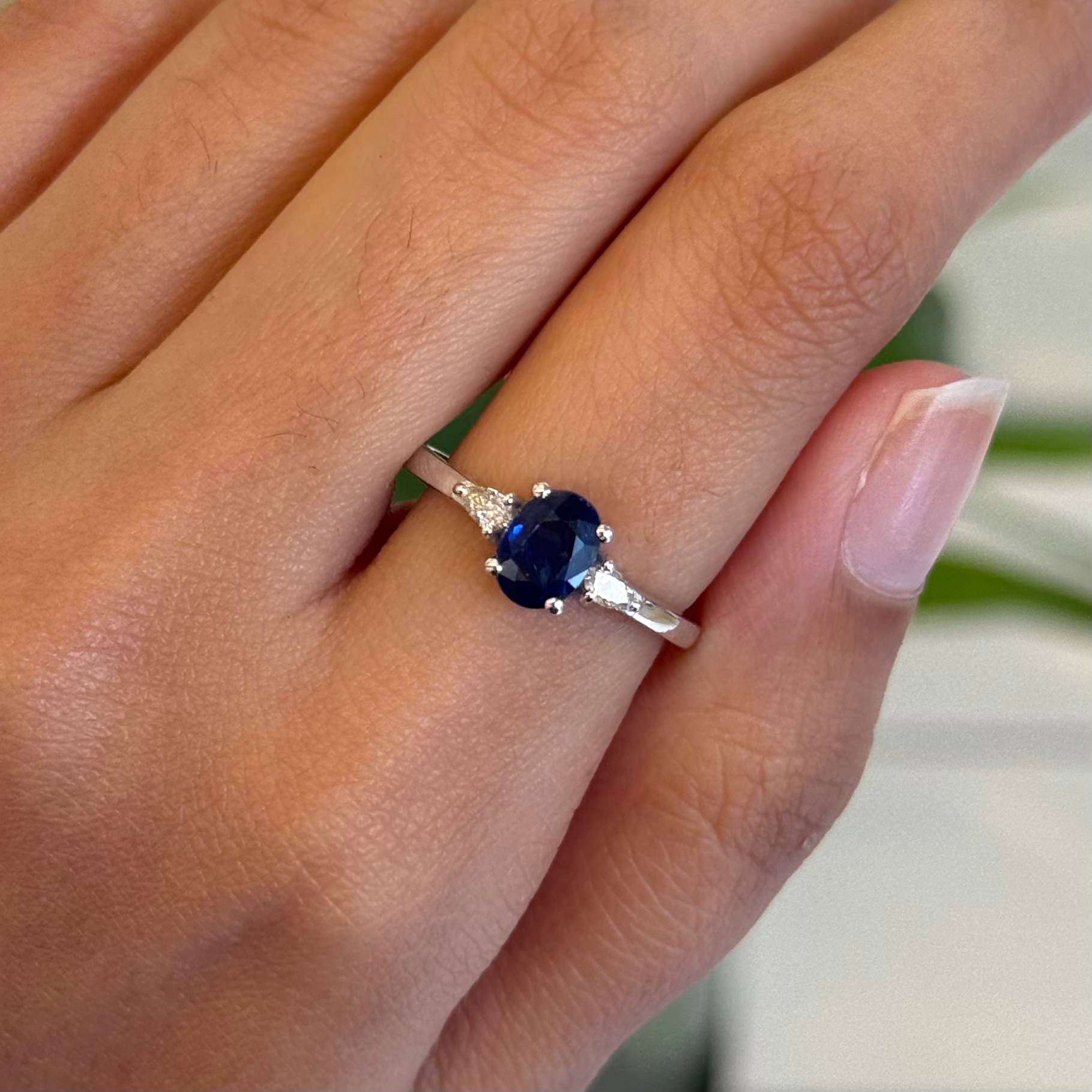 Natural Blue sapphire and Diamond ring