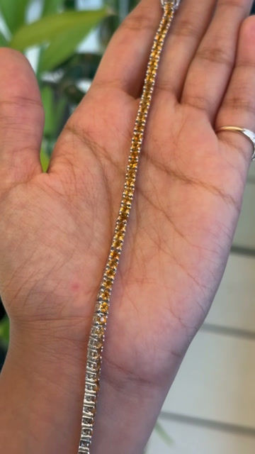 Miniatura: Natural Gemstones 3MM Round 925 Sterling Silver Tennis Bracelet
