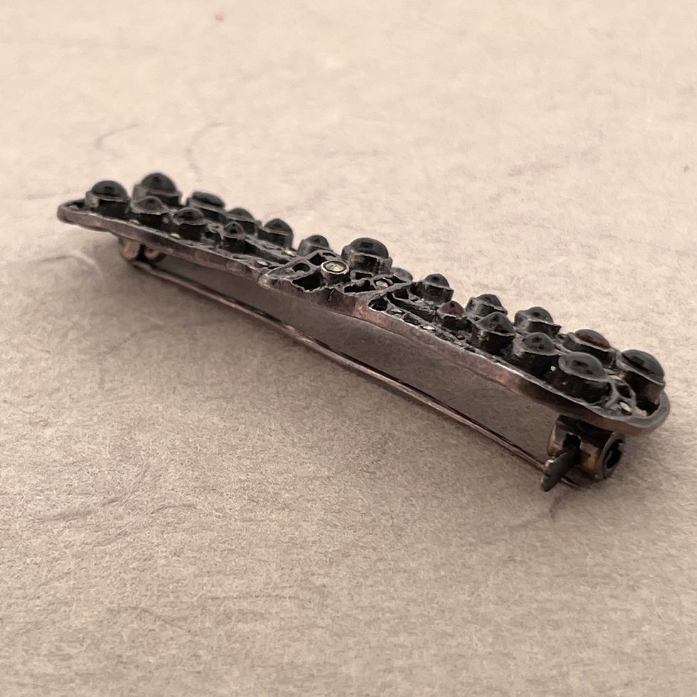 Thumbnail: Black onyx marcasite bow brooch