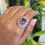 Miniature : Natural Amethyst Oval 925 Sterling Silver Cluster Ring