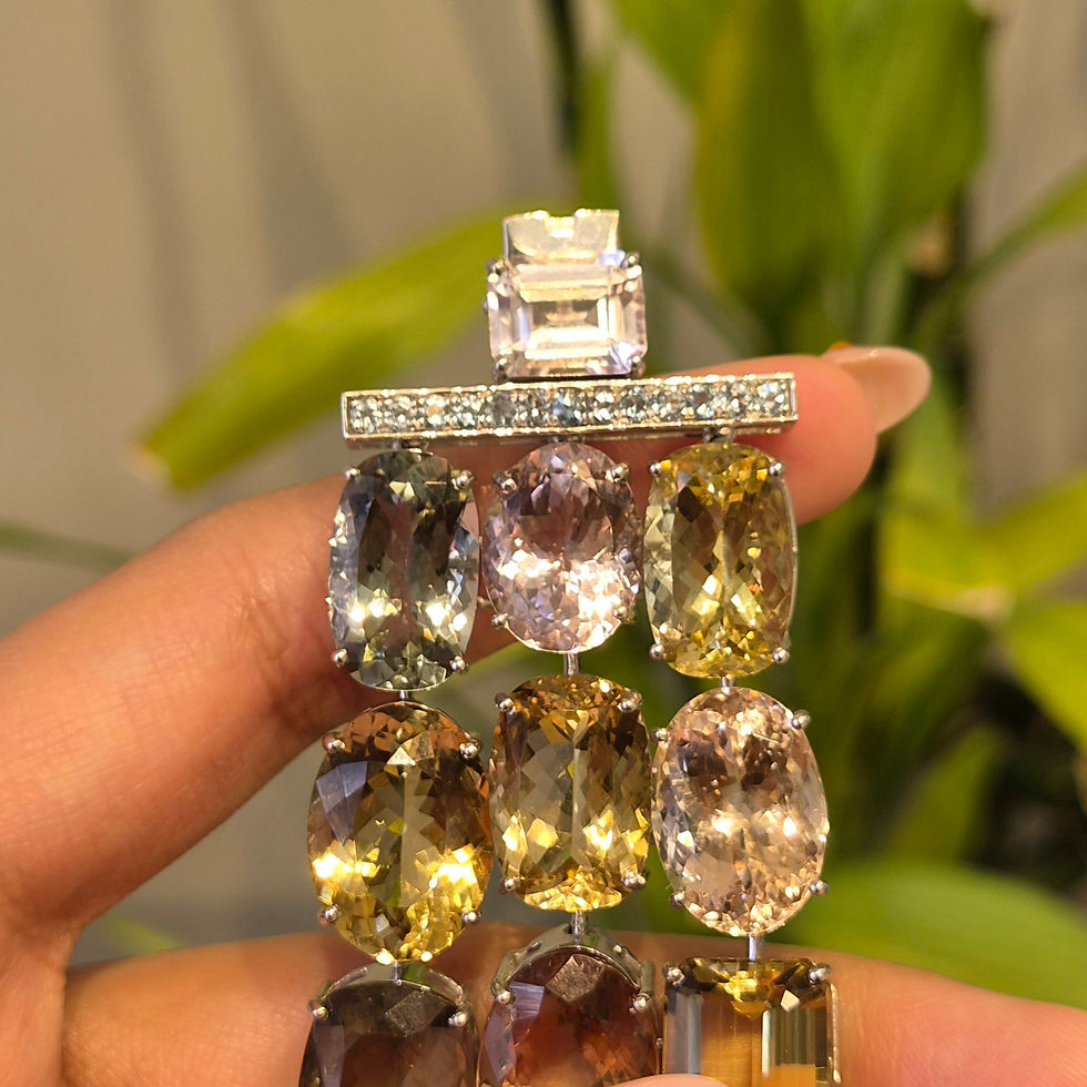 Thumbnail: Natural Multi Beryl & Aquamarine Bracelet With Convertible Choker Necklace