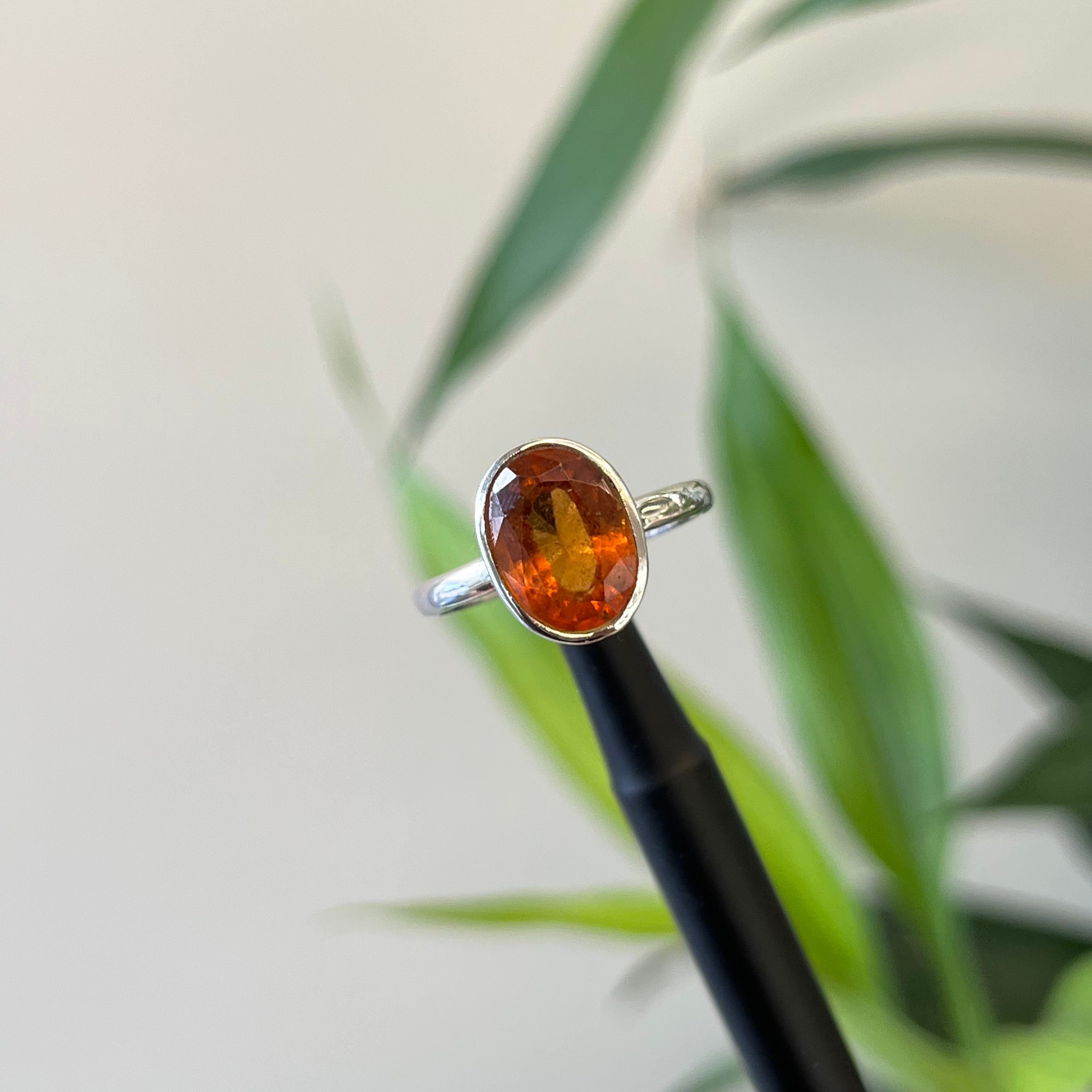 Natural Hessonite garnet (Gomed) ring