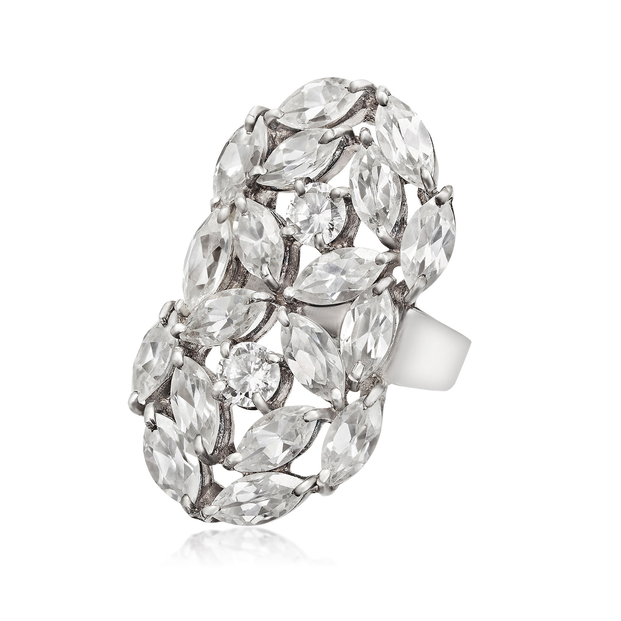 Natural Cubic zirconia cuff ring