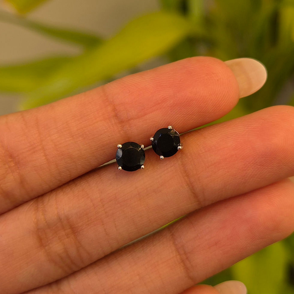 Miniatura: Natural Black onyx round studs earrings