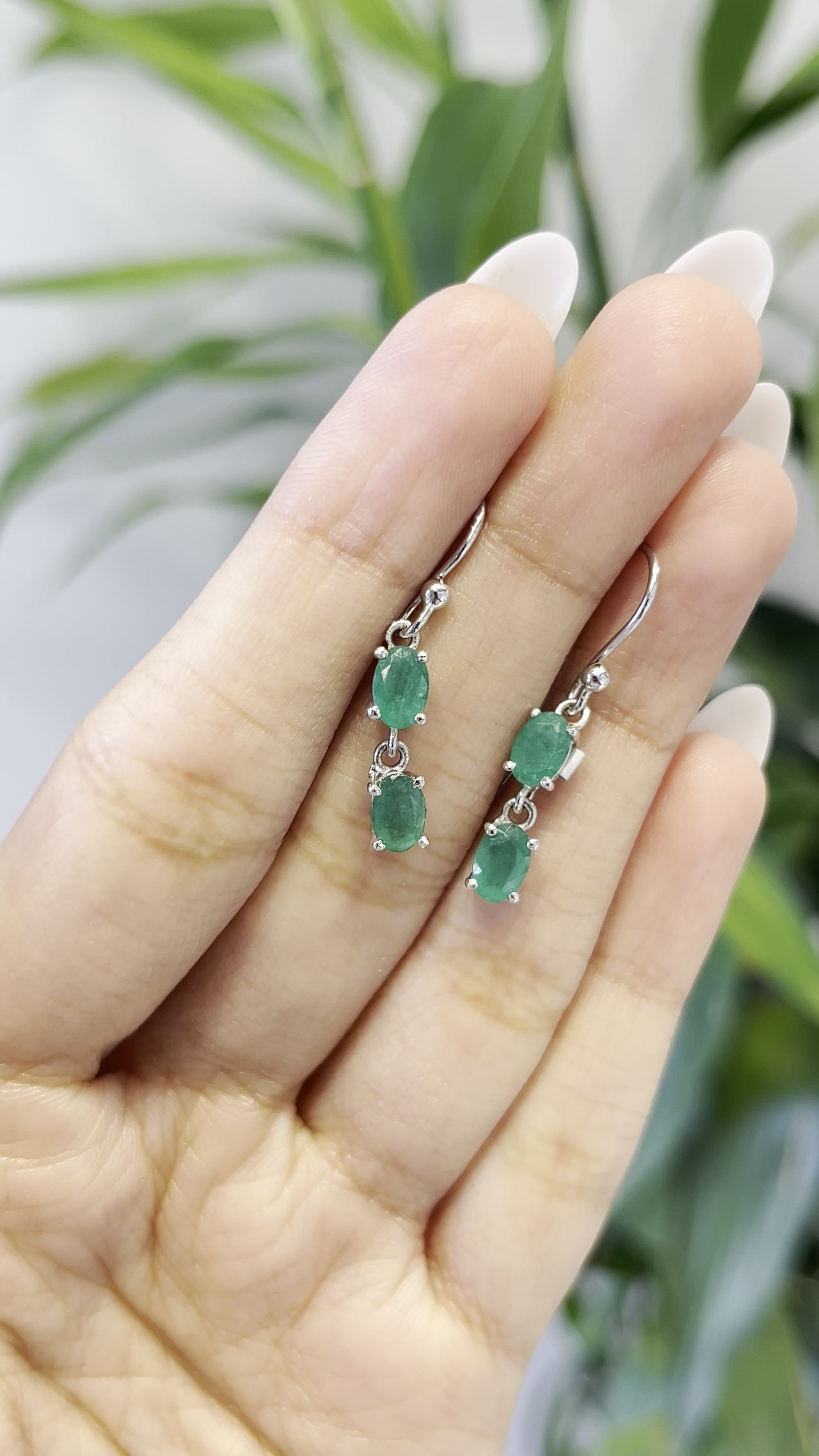 Natural Emerald 2 stone  earrings
