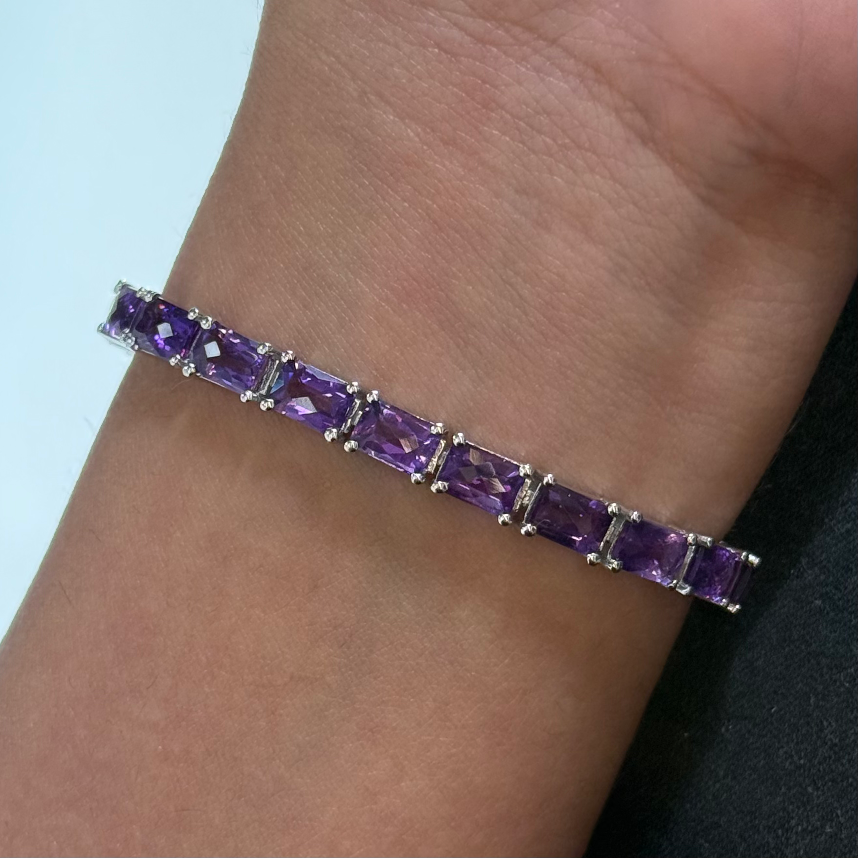 Natural Amethyst rectangle bracelet