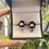 Thumbnail: Natural Black enamel boxing gloves cufflinks