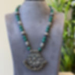 Thumbnail: Natural Malachite 925 Sterling Silver Beaded Necklace With Pendant