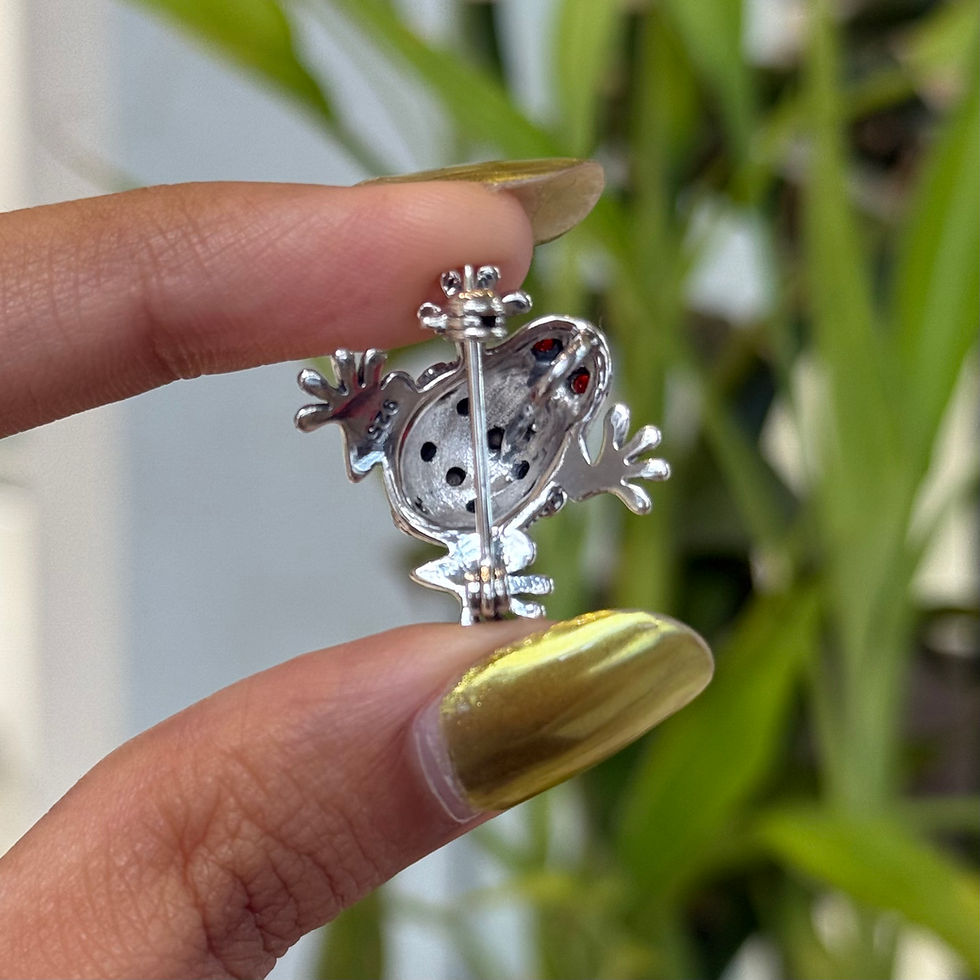 Thumbnail: Frog Garnet Marcasite 925 Sterling Silver Brooch Cum Pendant