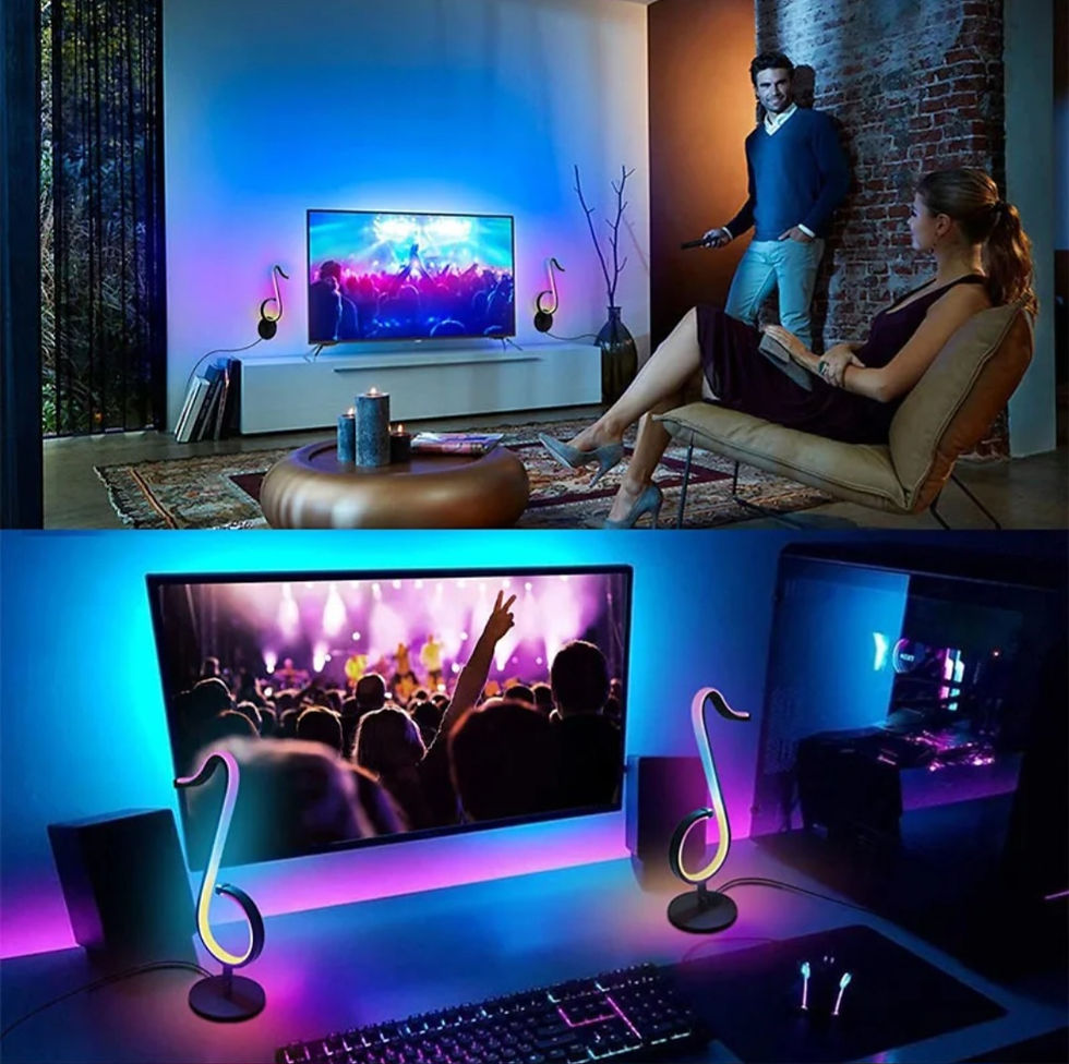 Thumbnail: DESIGN RGB LED TAFELLAMP APP+AFST.BEDIENING,USB, ZWART,35 CM
